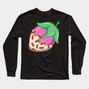 White Chocolate Covered Strawberry with Sprinkles Fresh Berry Fun Dessert Design Long Sleeve T-Shirt